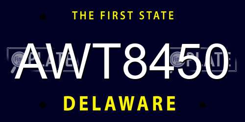AWT8450 Delaware License Plate