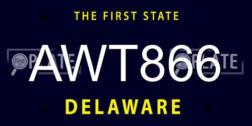 AWT866 Delaware License Plate