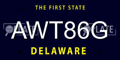 AWT86G Delaware License Plate