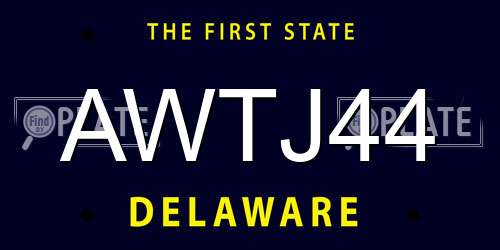 AWTJ44 Delaware License Plate