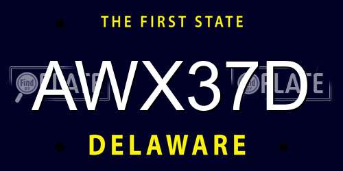 AWX37D Delaware License Plate