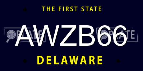 AWZB66 Delaware License Plate