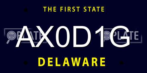 AX0D1G Delaware License Plate