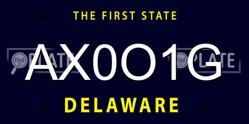 AX0O1G Delaware License Plate