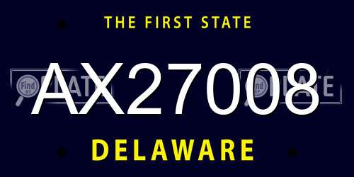 AX27008 Delaware License Plate