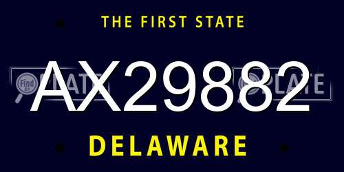 AX29882 Delaware License Plate