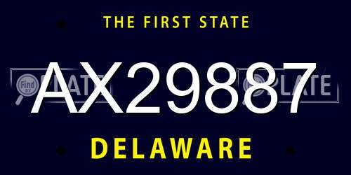 AX29887 Delaware License Plate