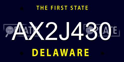 AX2J430 Delaware License Plate