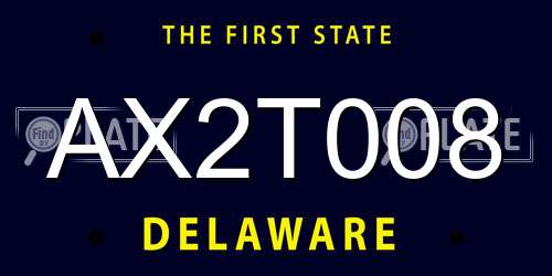 AX2T008 Delaware License Plate