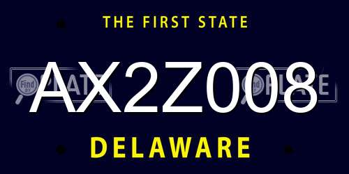 AX2Z008 Delaware License Plate