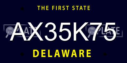 AX35K75 Delaware License Plate