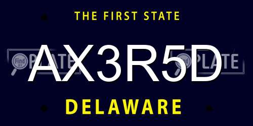 AX3R5D Delaware License Plate