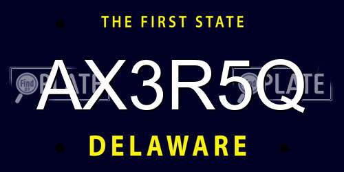 AX3R5Q Delaware License Plate