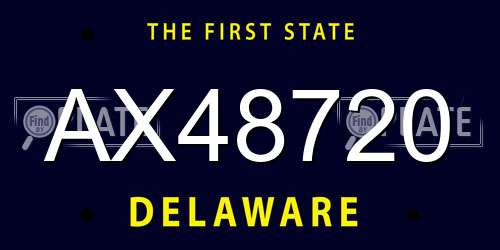 AX48720 Delaware License Plate