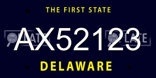 AX52123 Delaware License Plate