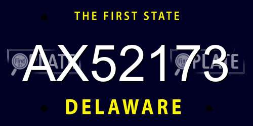 AX52173 Delaware License Plate