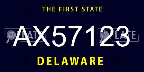 AX57123 Delaware License Plate