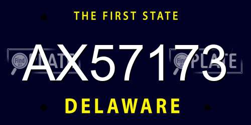 AX57173 Delaware License Plate