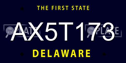 AX5T173 Delaware License Plate