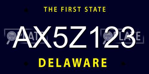 AX5Z123 Delaware License Plate