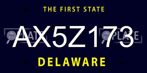 AX5Z173 Delaware License Plate