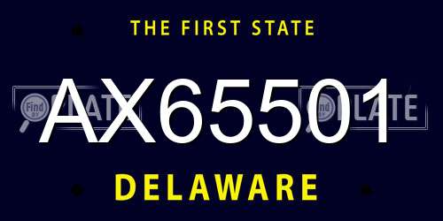 AX65501 Delaware License Plate