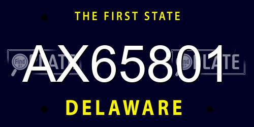AX65801 Delaware License Plate