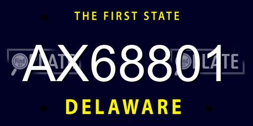 AX68801 Delaware License Plate