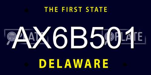 AX6B501 Delaware License Plate