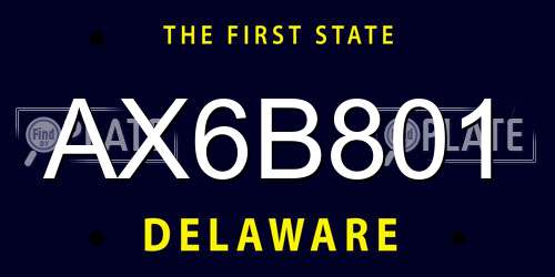 AX6B801 Delaware License Plate