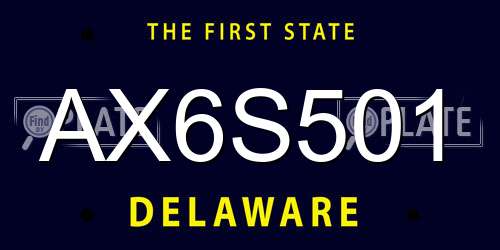 AX6S501 Delaware License Plate