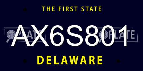 AX6S801 Delaware License Plate