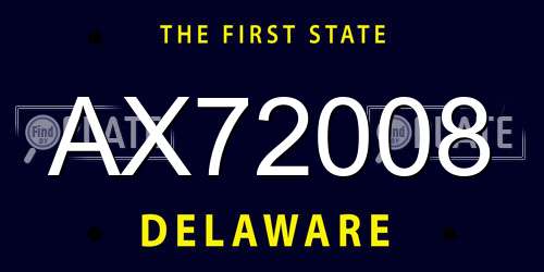 AX72008 Delaware License Plate