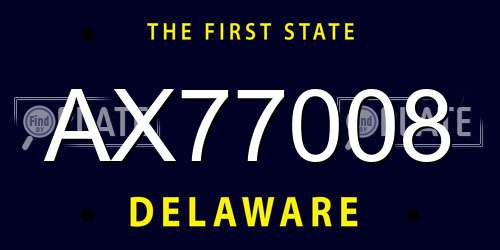AX77008 Delaware License Plate