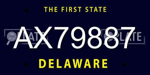 AX79887 Delaware License Plate