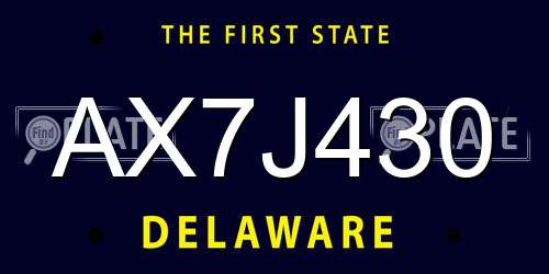 AX7J430 Delaware License Plate