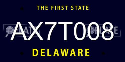 AX7T008 Delaware License Plate