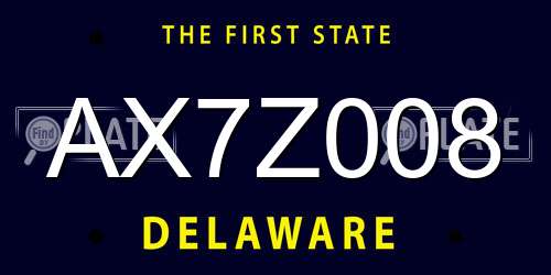 AX7Z008 Delaware License Plate