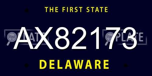AX82173 Delaware License Plate