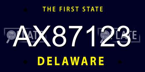 AX87123 Delaware License Plate
