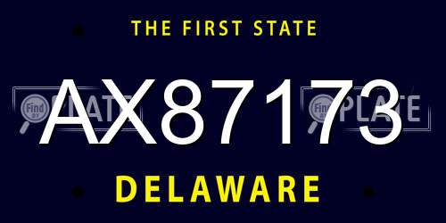 AX87173 Delaware License Plate