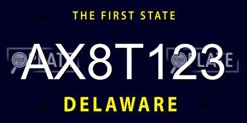 AX8T123 Delaware License Plate