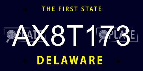 AX8T173 Delaware License Plate
