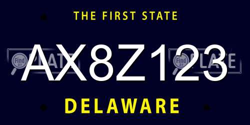 AX8Z123 Delaware License Plate
