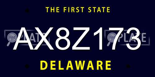 AX8Z173 Delaware License Plate