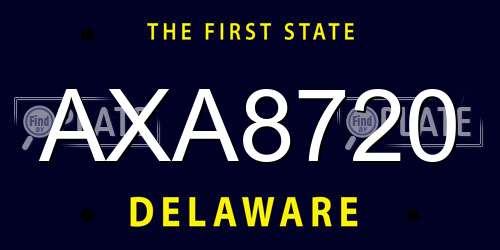 AXA8720 Delaware License Plate