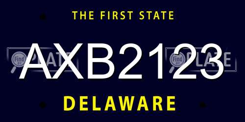 AXB2123 Delaware License Plate