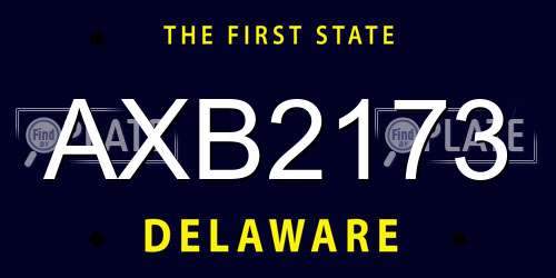 AXB2173 Delaware License Plate