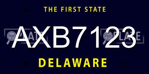 AXB7123 Delaware License Plate