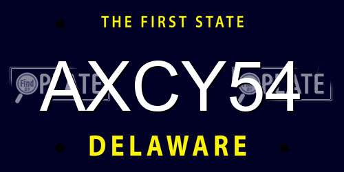 AXCY54 Delaware License Plate